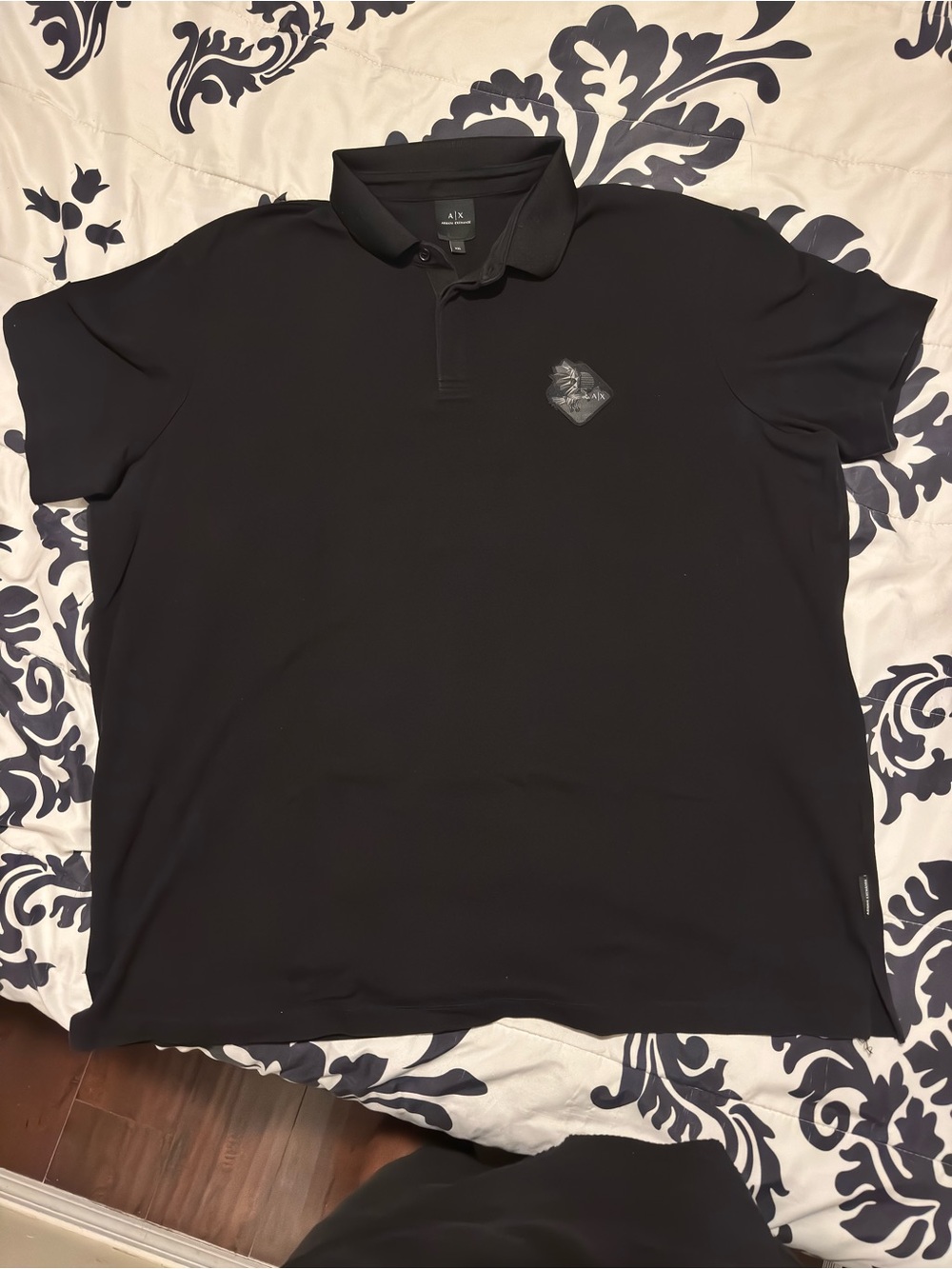 A/X Armani Exchange Black Polo with Subtle Chest Patch